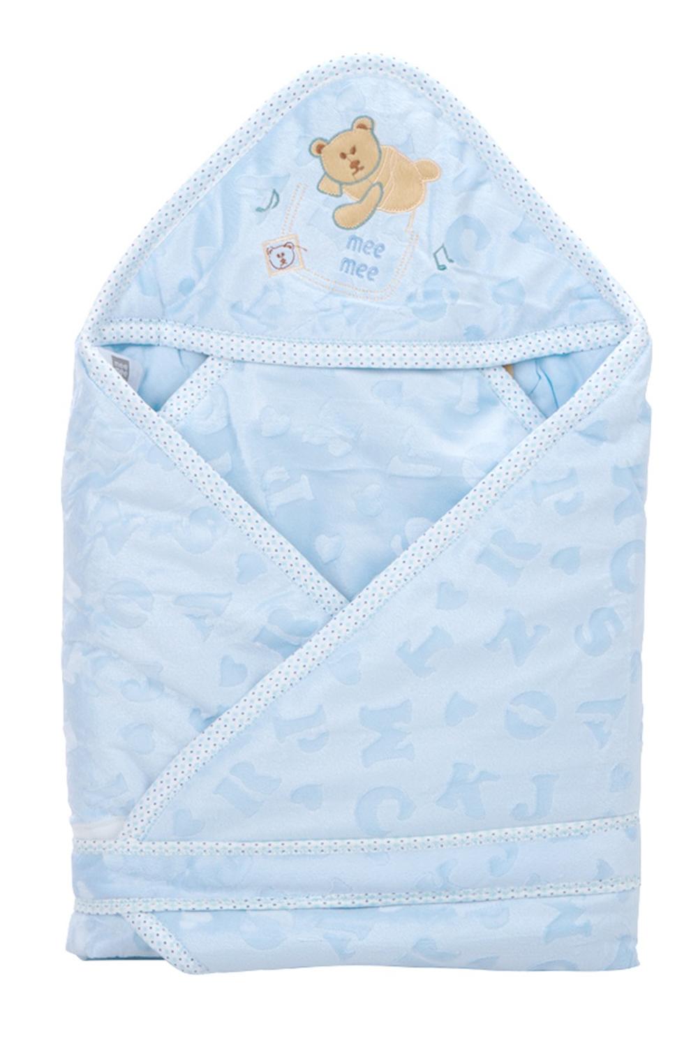 Blue Bear Patch Cocoon Wrapper with Hood